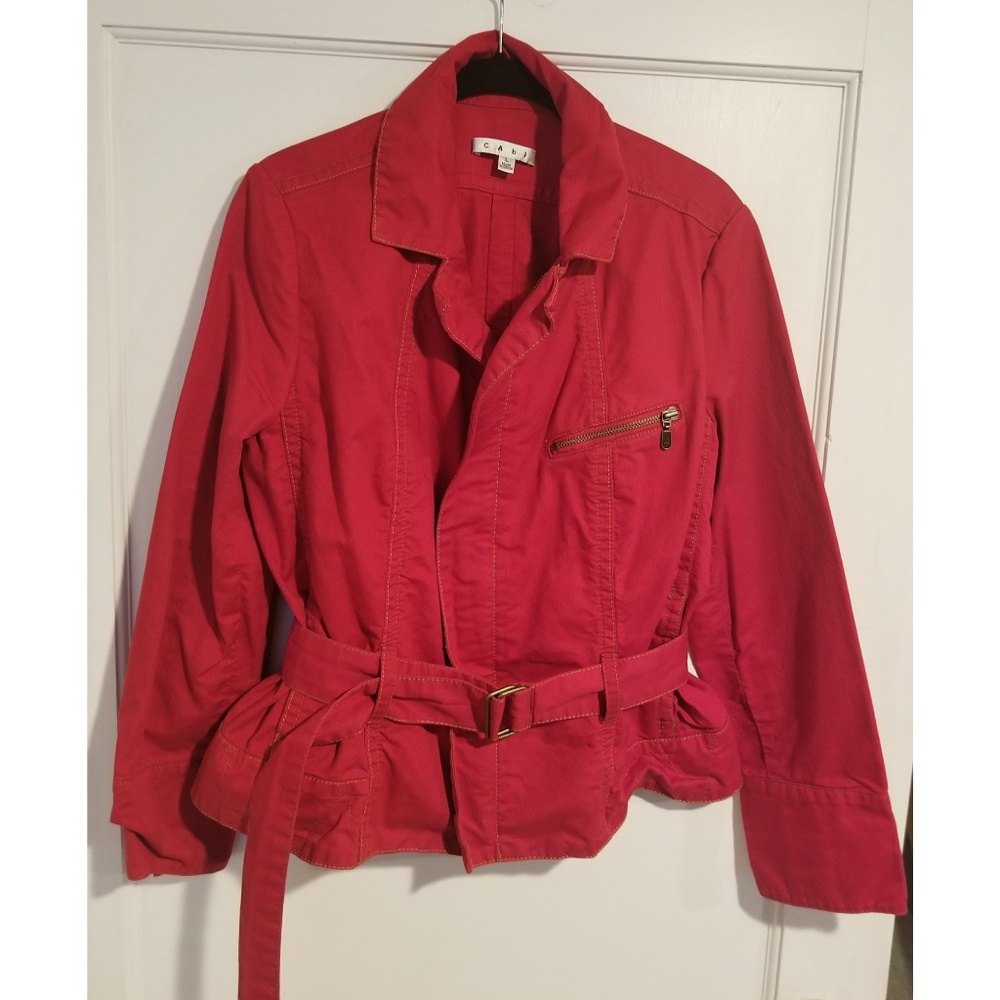CAbi red belted jacket
